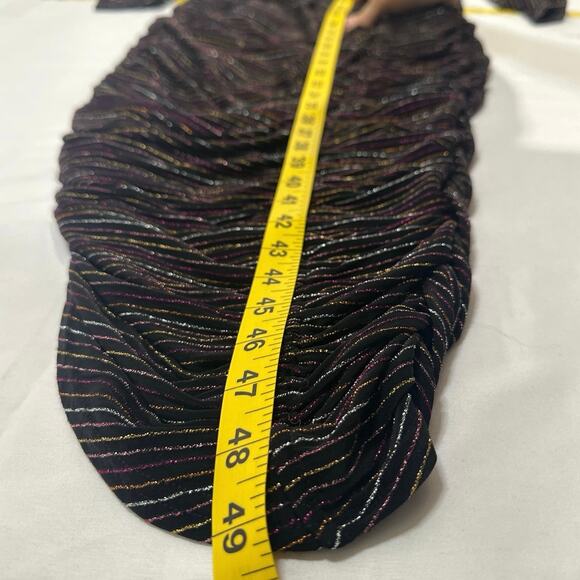 Circus NY Womens Dress Medium Long Sleeve Black Multicolored Tight Rouse striped - Picture 8 of 8